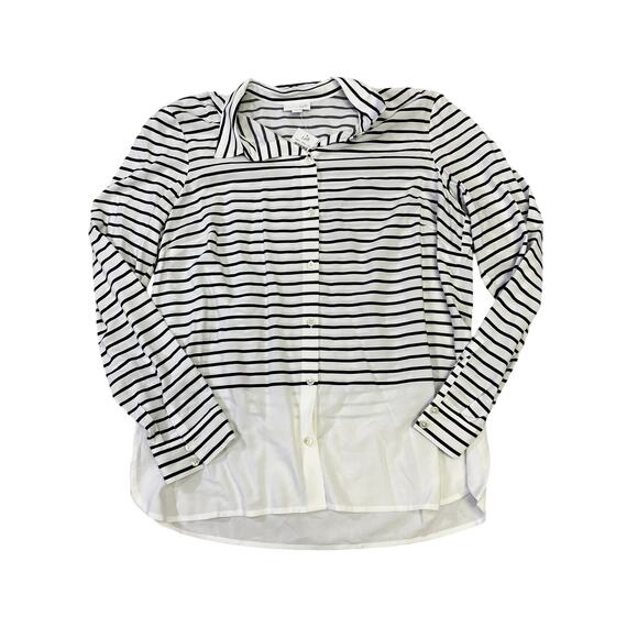 J. Jill Women's Striped Button-Down Shirt Navy/White Medium NWT Coastal‎ Preppy - Picture 1 of 9
